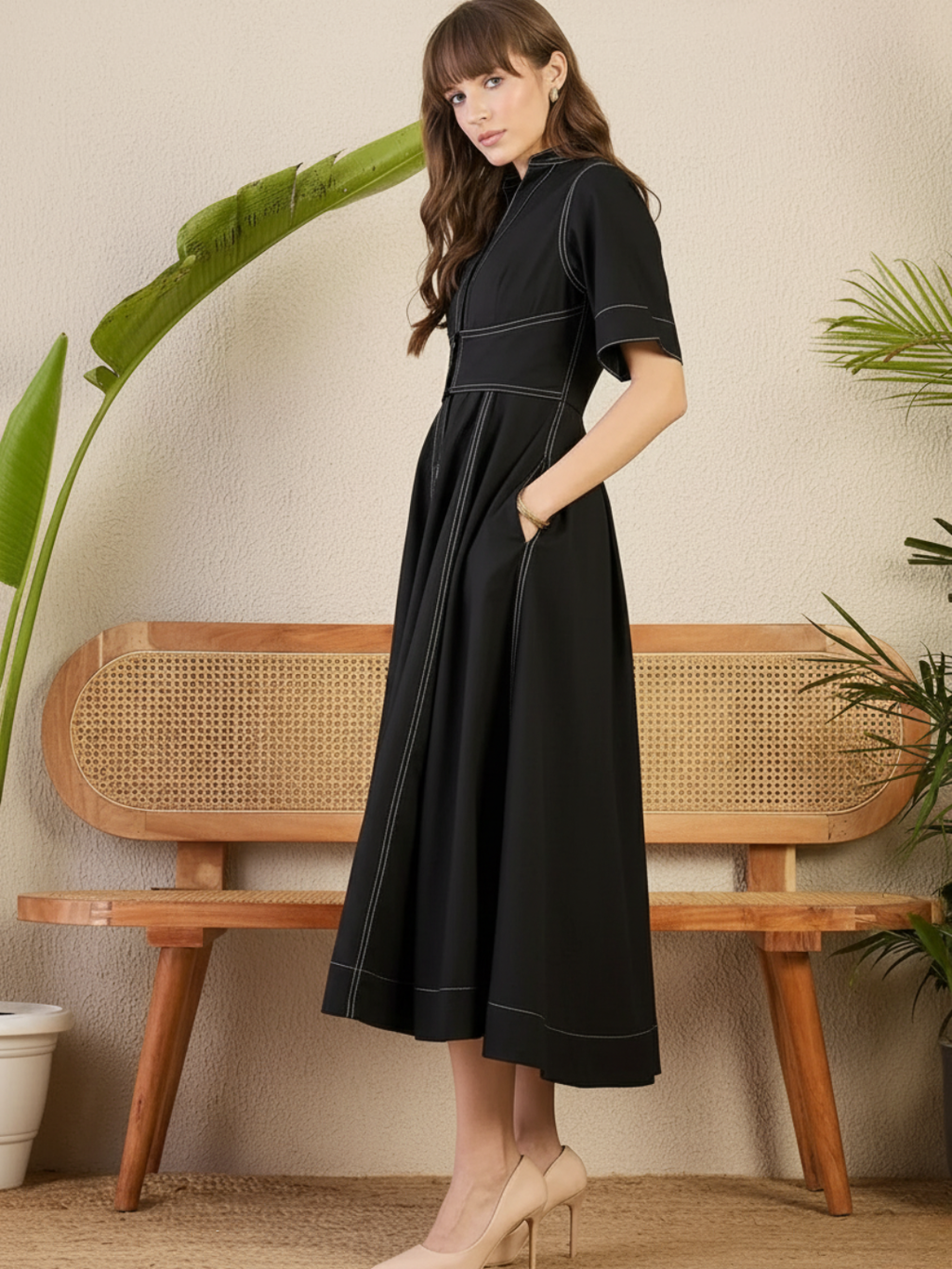 Panelled Corset Midi Dress