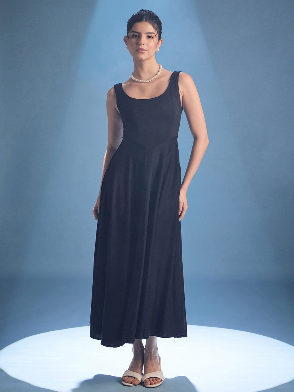 Stretchable Corset Fit & Flare Midi Dress