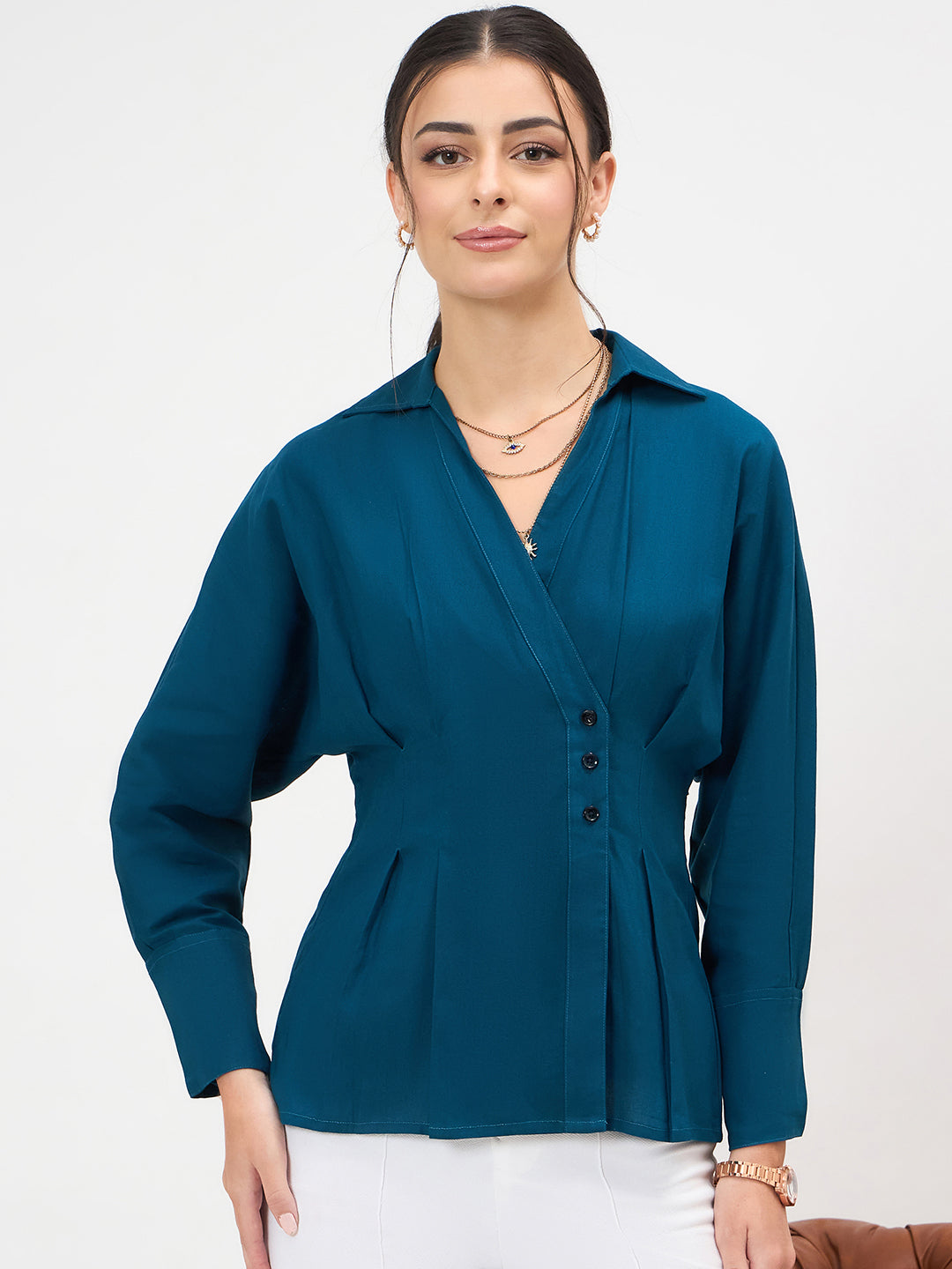 Pure Cotton Wrap Style Placket Shirt