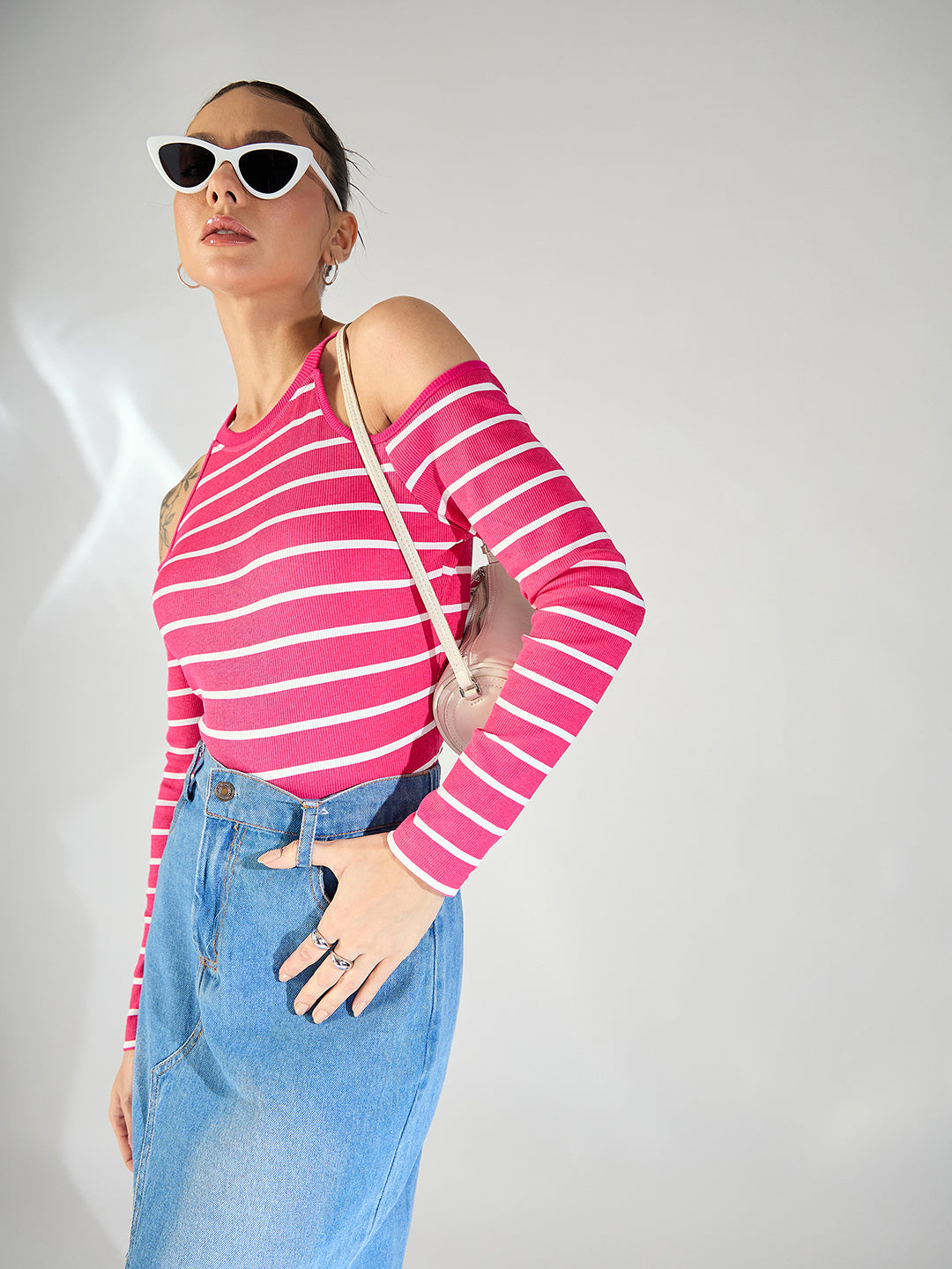 Shoulder Cutout Ribbed Top