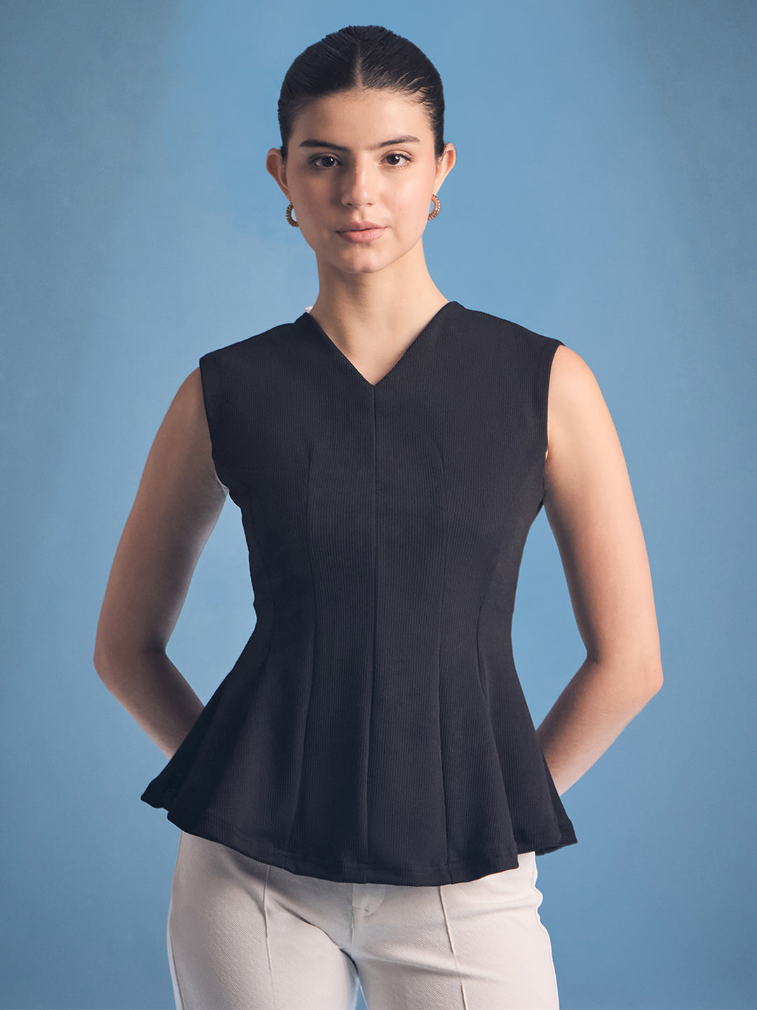 Stretchable Panelled Peplum Top