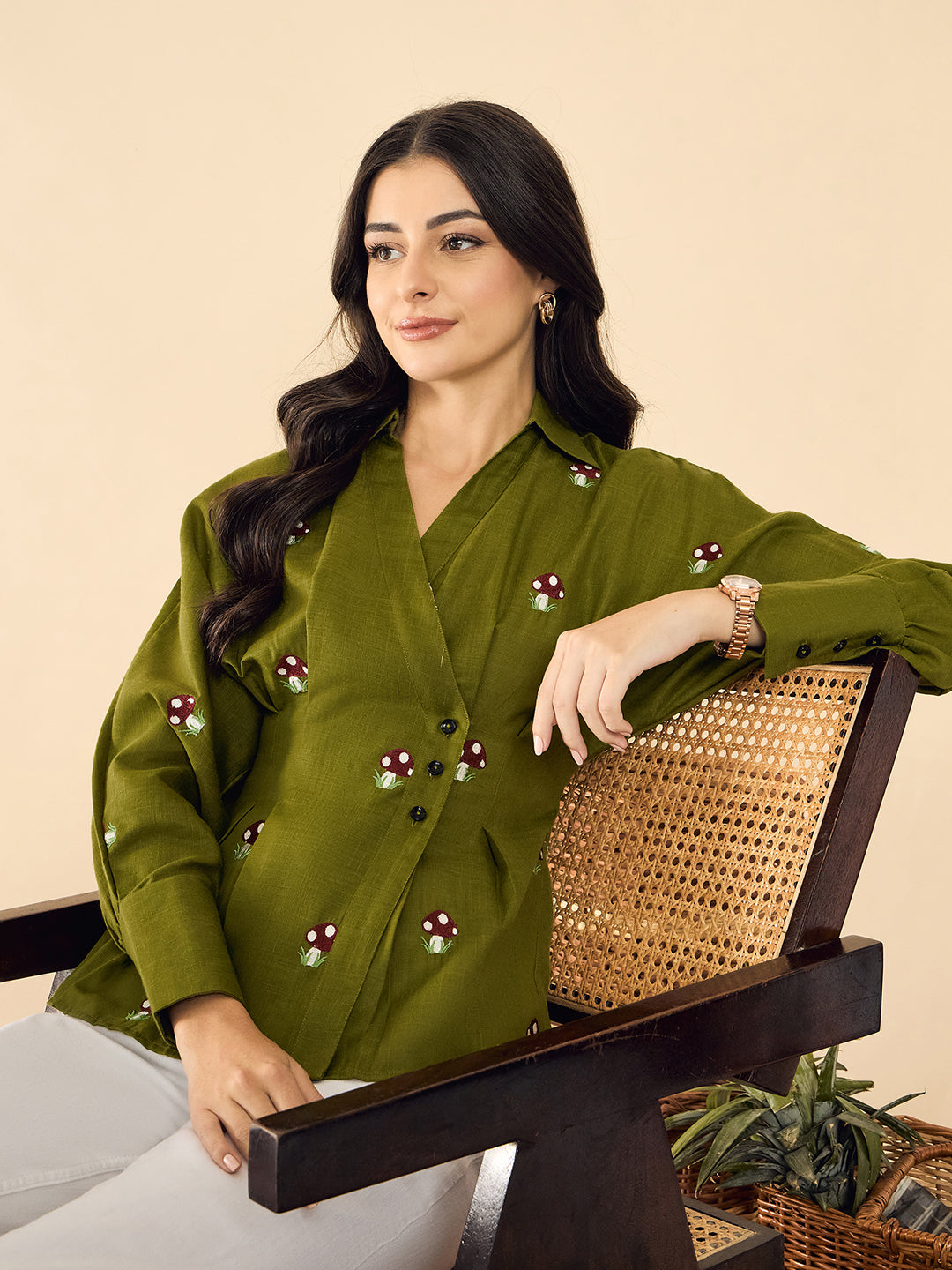 Pure Cotton Wrap Style Placket Shirt