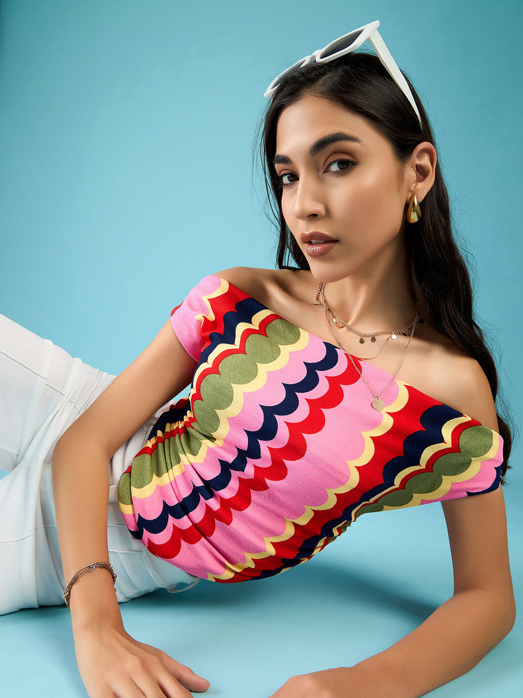 Printed Stretchable Draped Crop Top