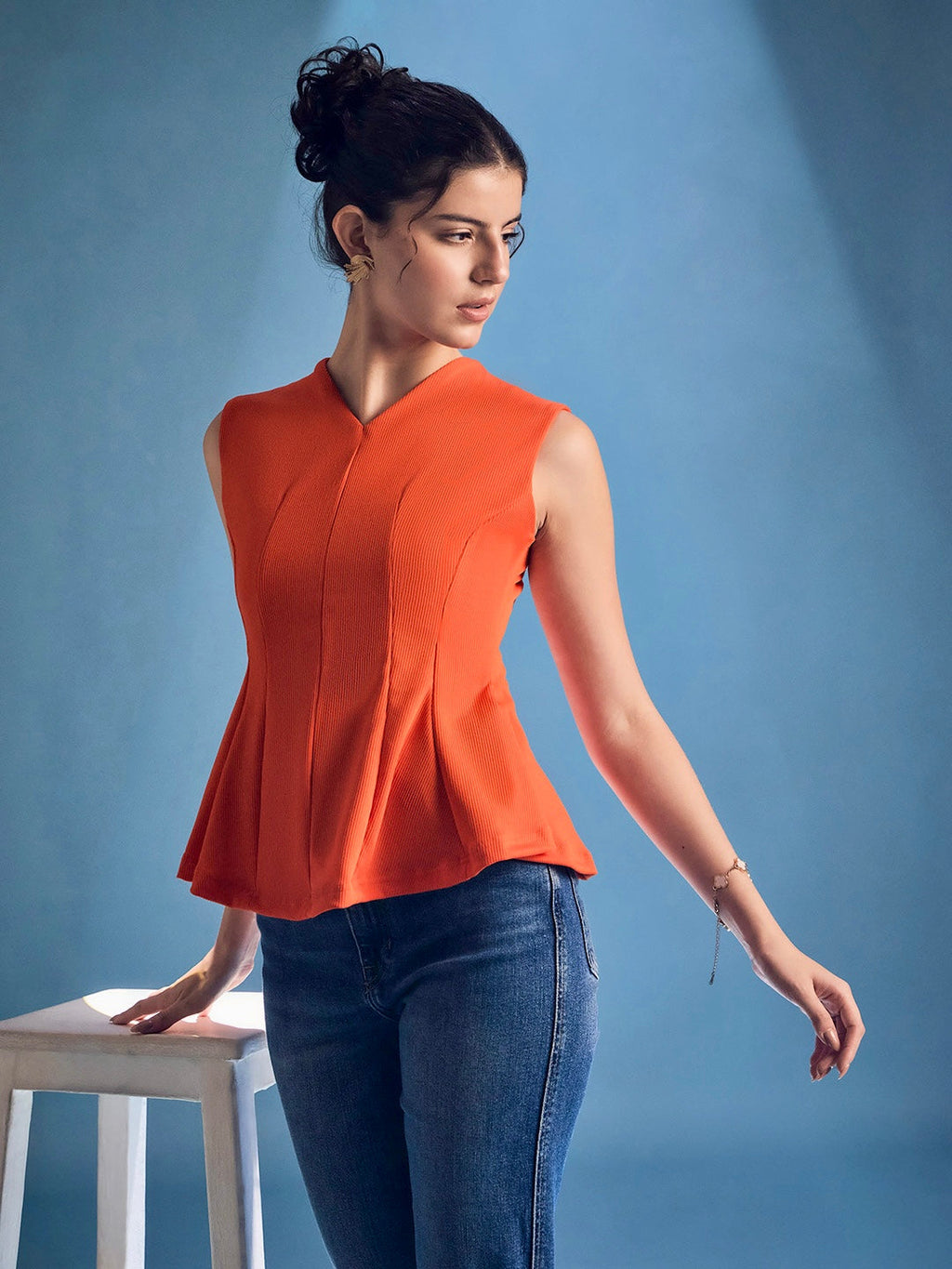 Stretchable Panelled Peplum Top