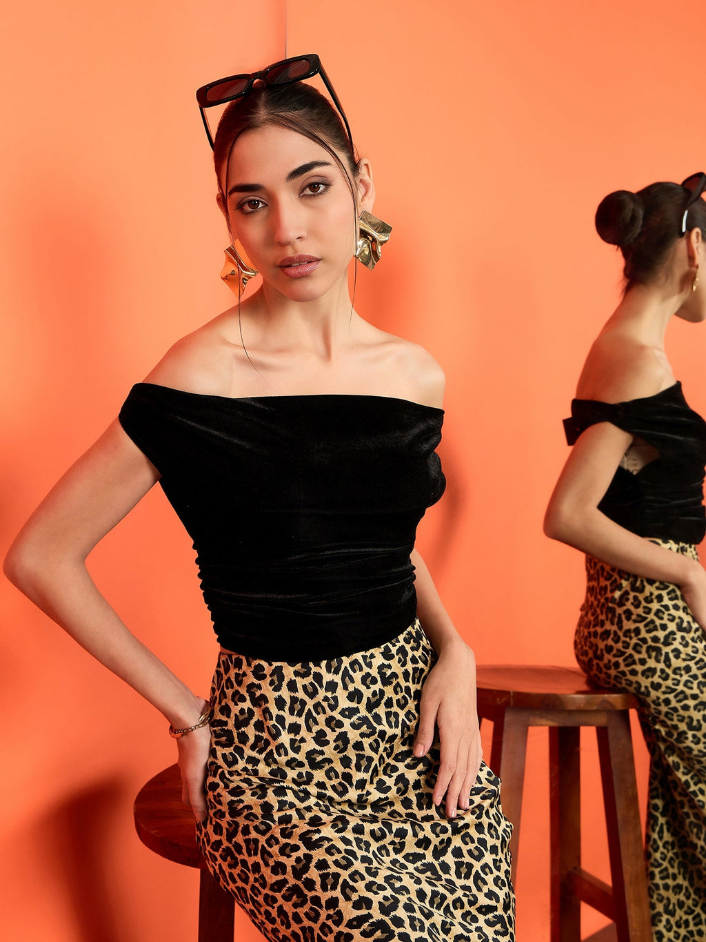 Velvet Stretchable Draped Crop Top
