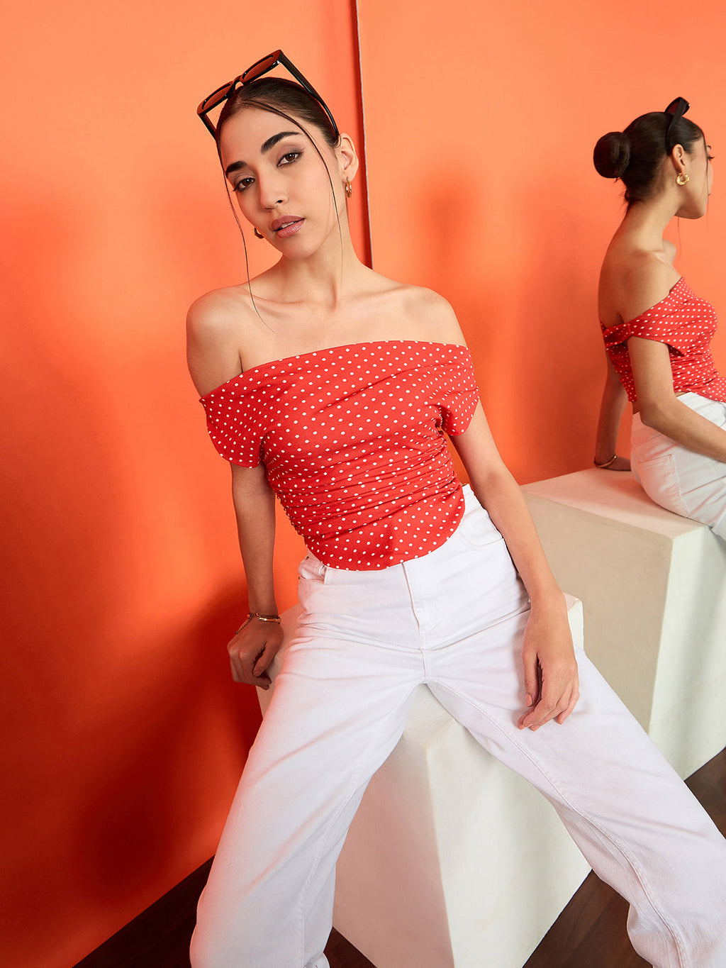 Printed Stretchable Draped Crop Top