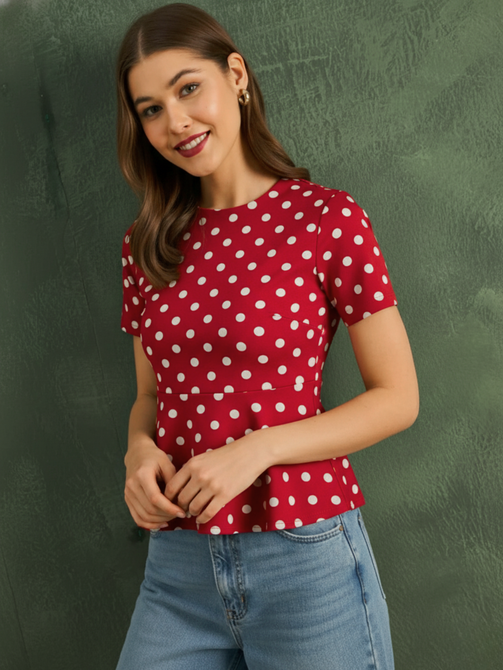 Stretchable Half Sleeve Peplum Top