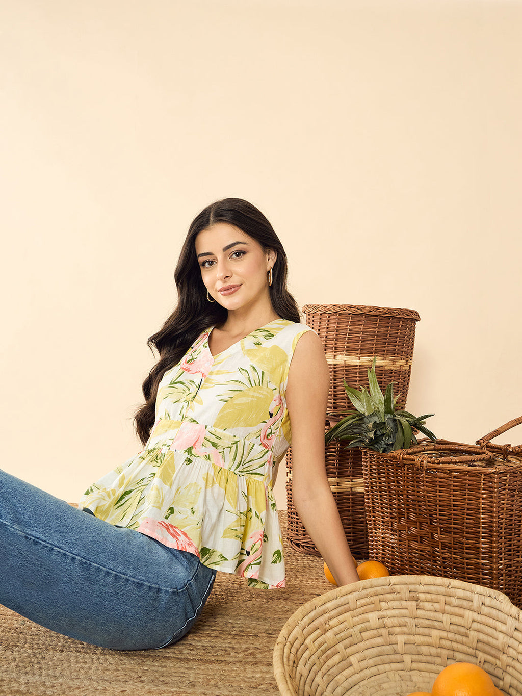 Pure Cotton Peplum Top