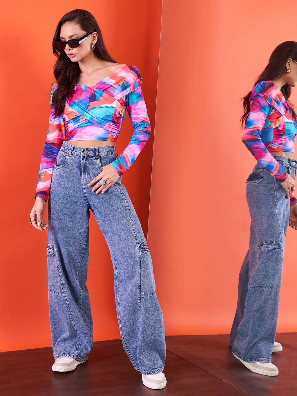 Stretchable Wrap Style Bardot Top