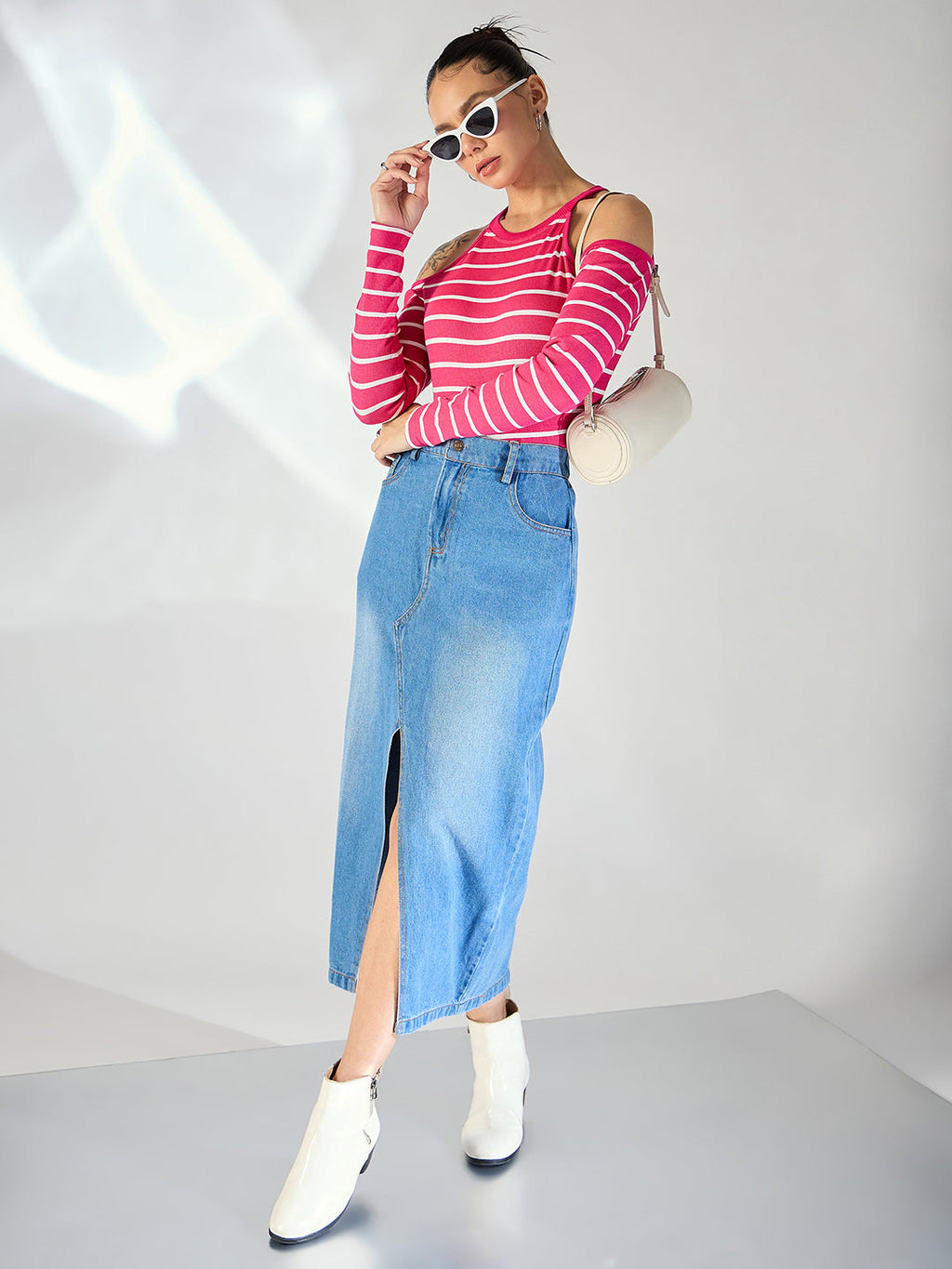 Shoulder Cutout Ribbed Top