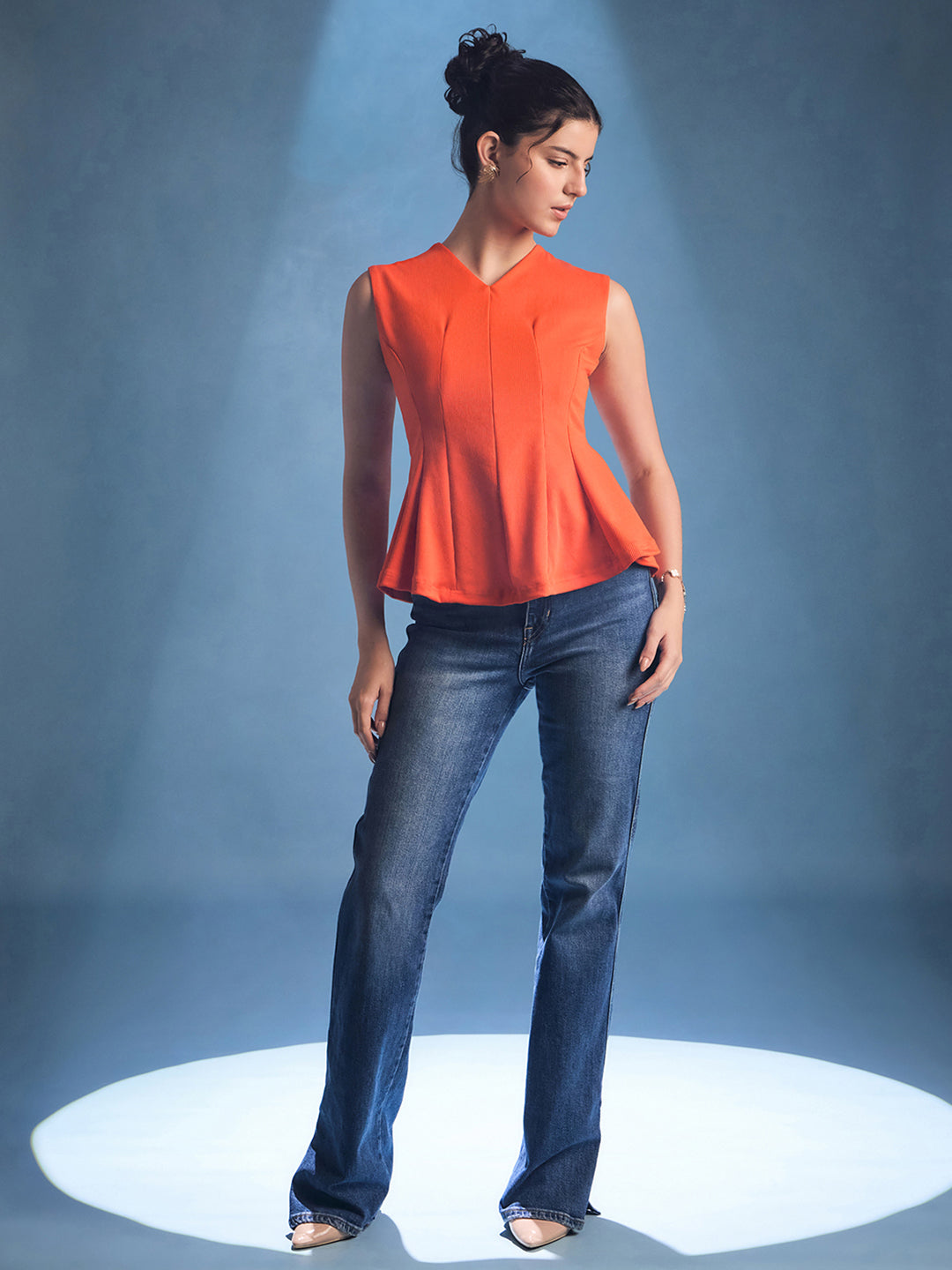 Stretchable Panelled Peplum Top