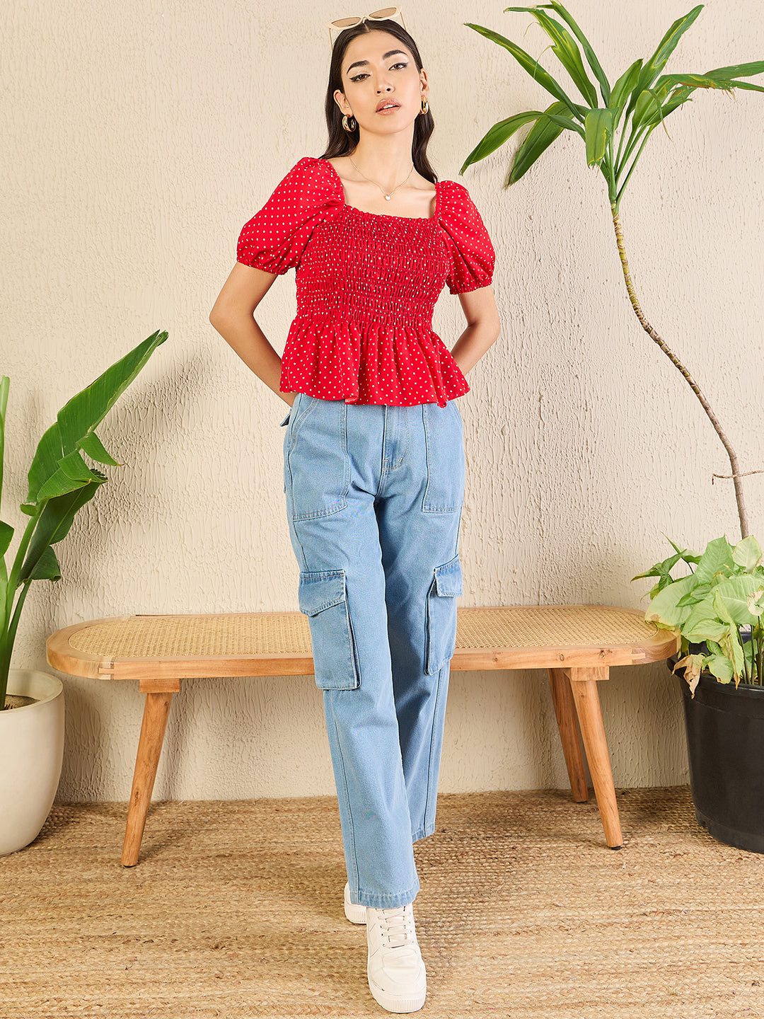 Smocked Peplum Top