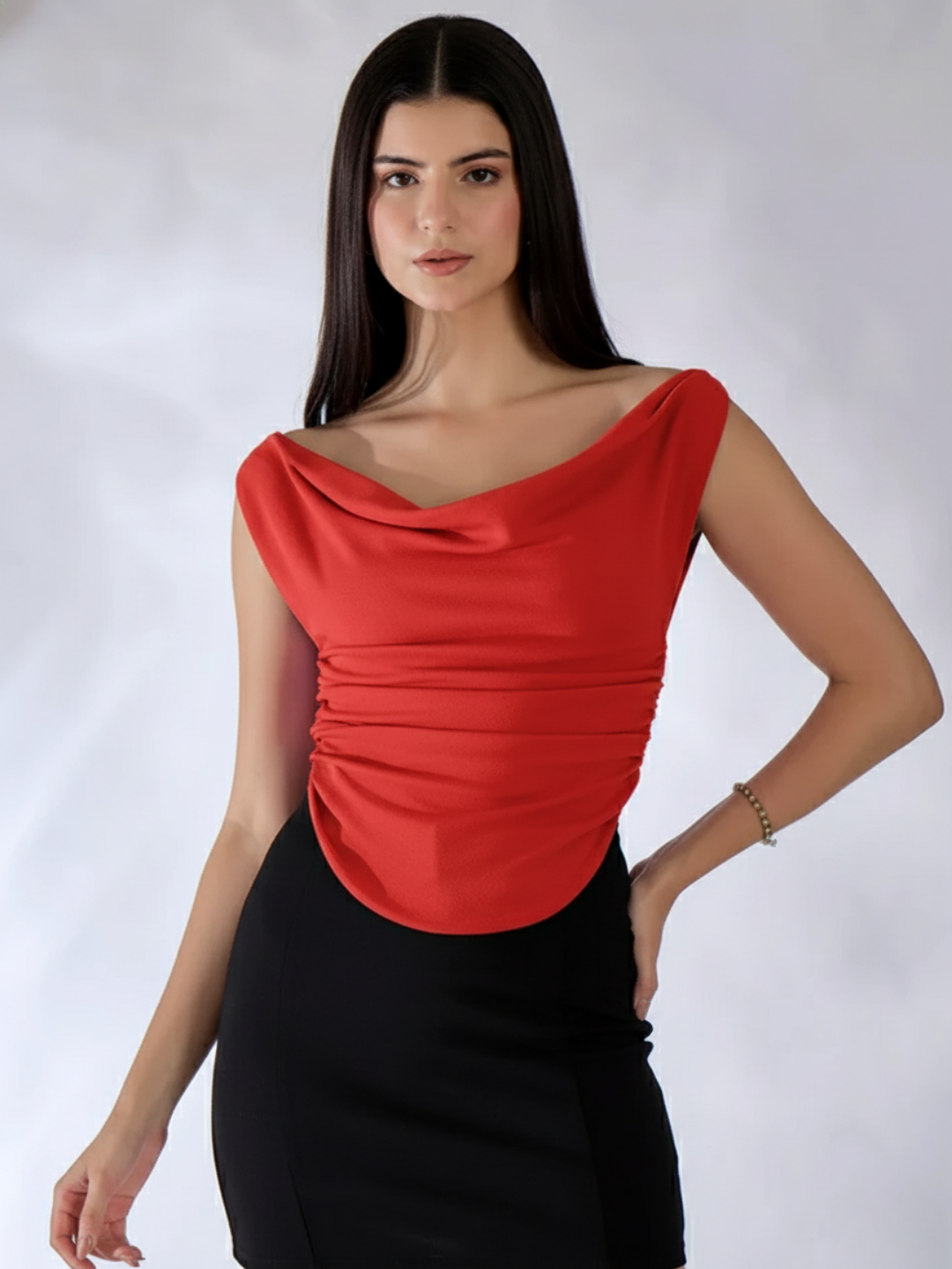 Stretchable Draped Crop Top