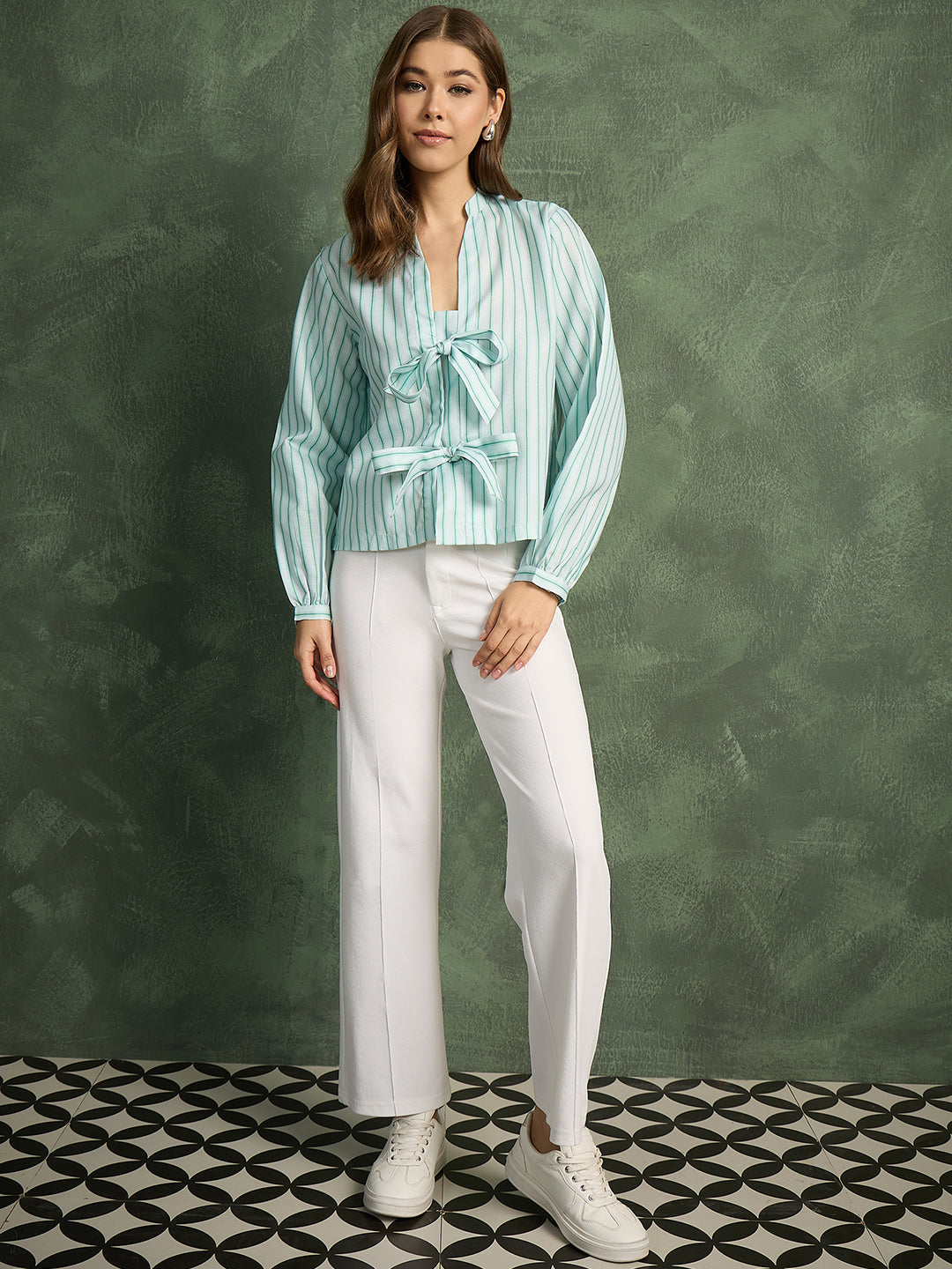 Pure Linen Front Tie-up Top