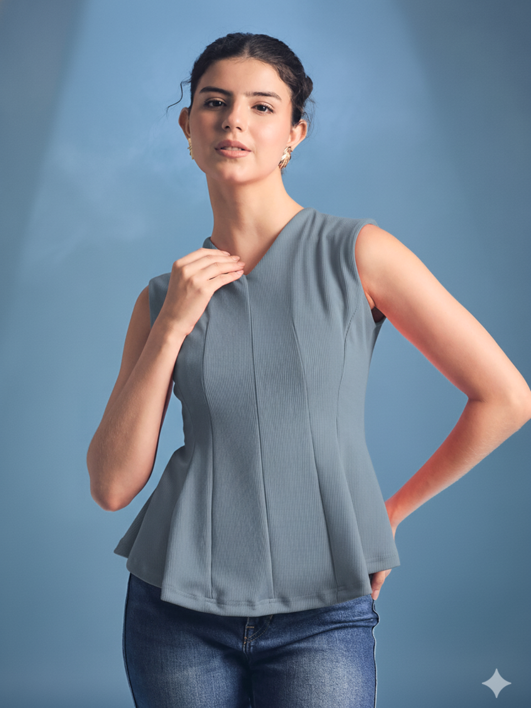 Stretchable Panelled Peplum Top