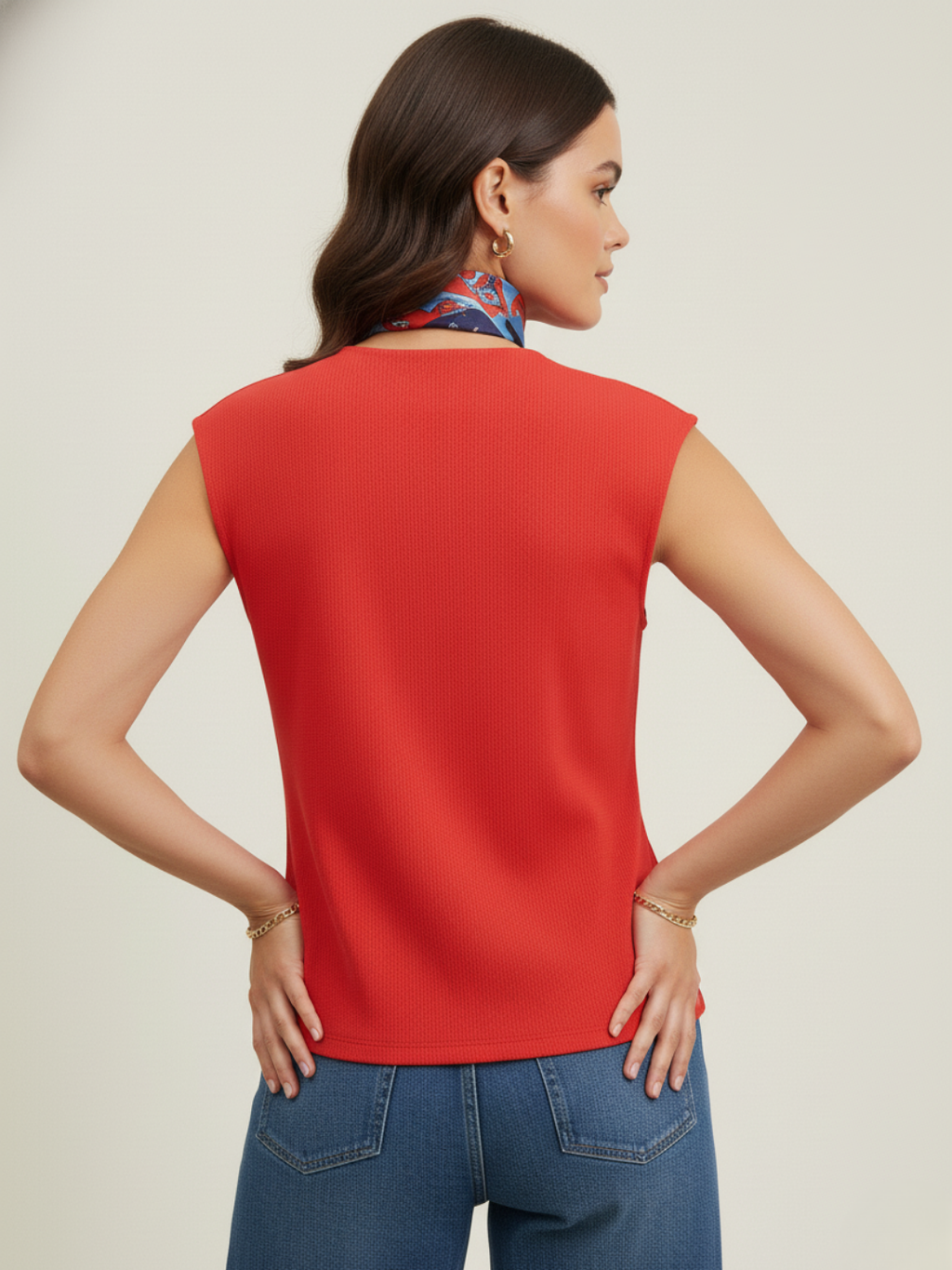 Stretchable Ribbed Waistcoat with Heart Buttons