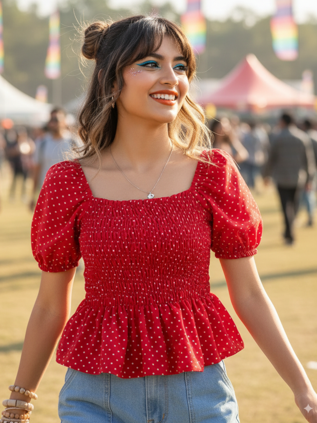 Smocked Peplum Top