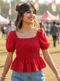 Smocked Peplum Top